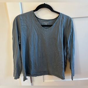Eileen fisher soft blue 109% organic cotton long sleeve shirt top excellent LG